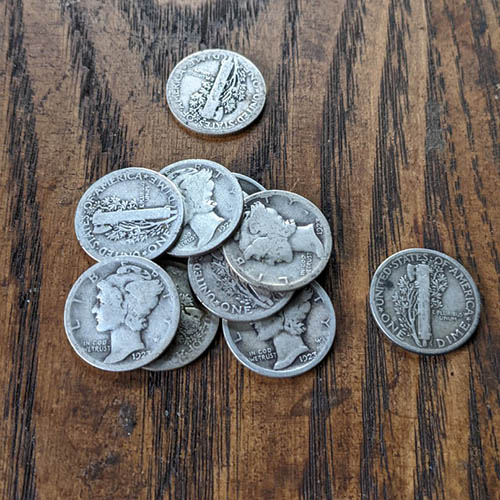 One Silver Mercury Dime One Silver Mercury Dime